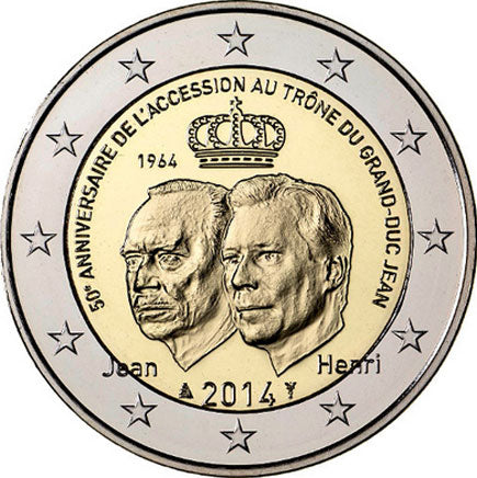 Λουξεμβούργο 2 € 50η επέτειος από την ανάληψη του Μεγάλου Δούκα Ζαν στο θρόνο 2014