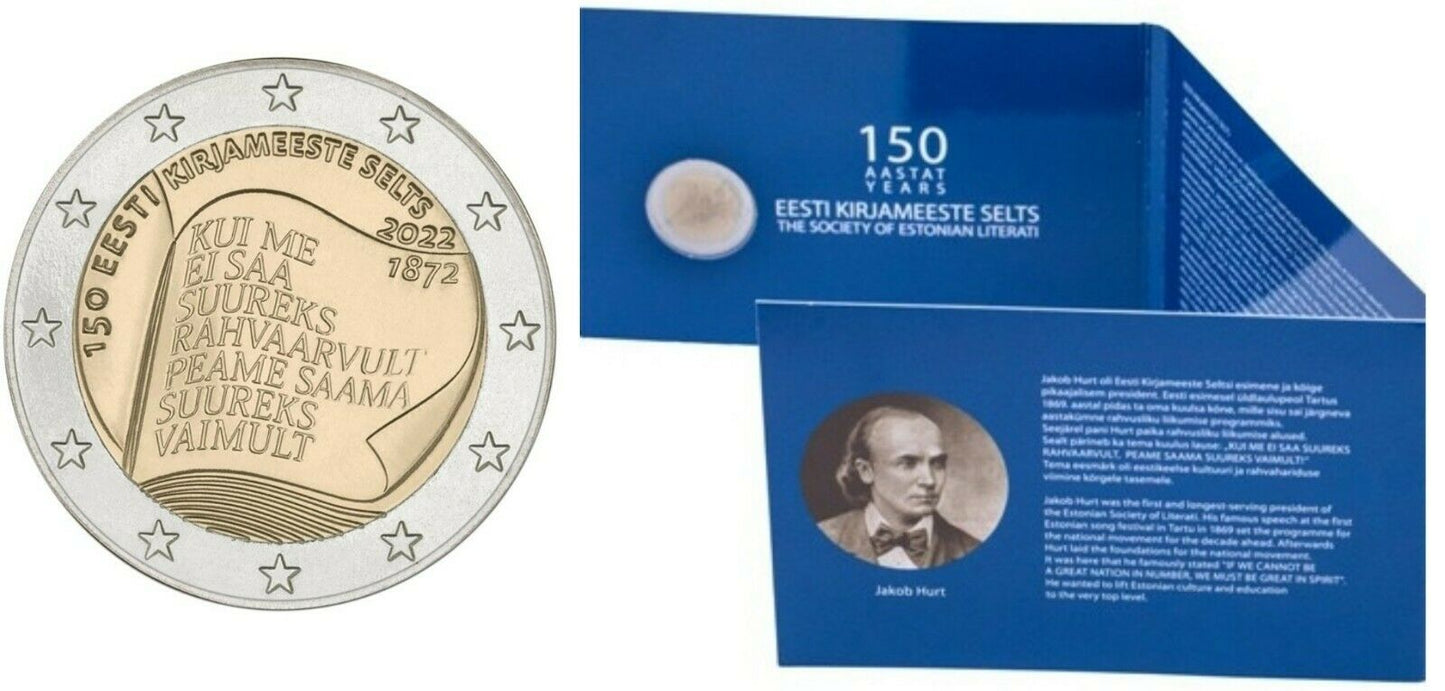 Εσθονία 2€ 150 Years Literary Society 2022 BNC